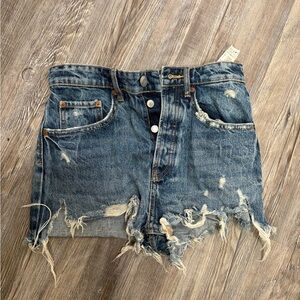 Zara Blue Distressed Jean Shorts